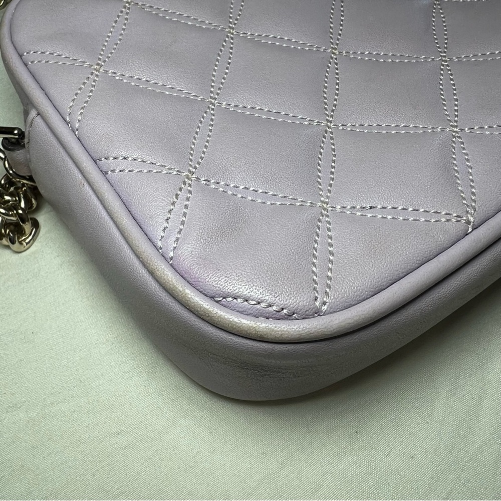 Kate Spade Carey Mini Quilted Crossbody Purse Chain Strap - Lilac / Light Purple - Picture 10 of 16